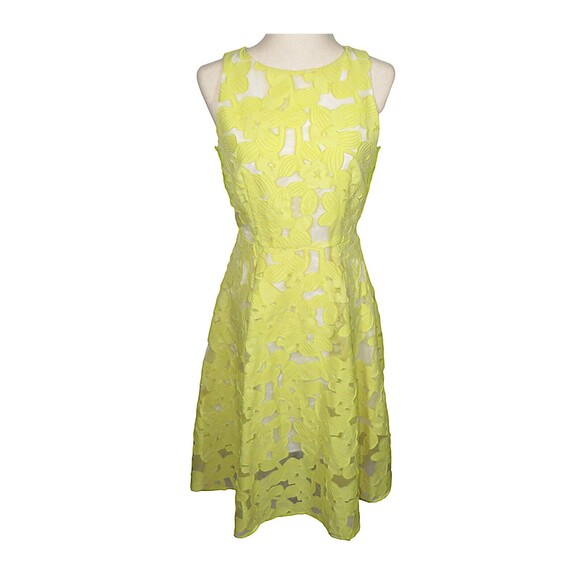 Antonio Melani Dresses & Skirts - Antonio Melani Retro Yellow Clip Floral Fit And Flare Sleeveless Midi Dress Sz 4